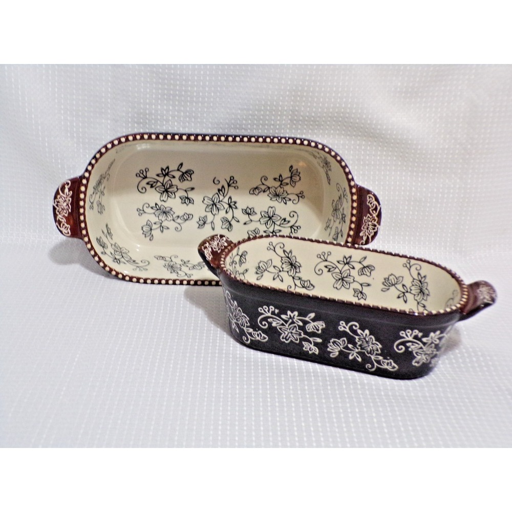 Temptations by tara Floral Lace KFI-XNG-936844 Loaf Baking Dishes Set of 2 NEW